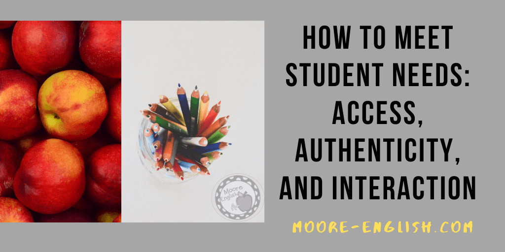 Meeting Student Needs: Ideas and Inspiration for meeting students where they are with what they need #mooreenglish @moore-english.com