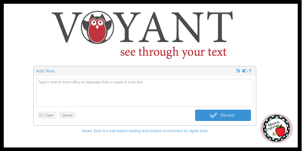 Screenshot of the Voyant website text box 