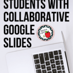 Apple Laptop Beside Black Text About Using Google Slides Collaboratively