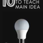 White, unlit lightbulb on a solid black background under text that reads: 10 Memorable Poems for Teaching Main Idea