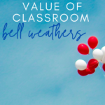 Red and white balloons floating into a blue sky under blue and white text that reads: How to Find Your Bell Weaters in Your Classroom and at School #mooreenglish @moore-english.com
