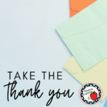 Pastel colored envelopes appear on a pale background under text that reads: Thank You Challenge #moore-english @mooreenglish.com