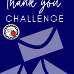 Blue envelopes on a dark blue background that reads: Thank You Challenge #moore-english @mooreenglish.com