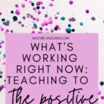 Pastel colored balloons crowd the sky and appear under text that reads: What's Working Right Now: Teaching to the Positive