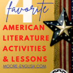 Patriotic ribbon beside text about American literature favorites