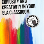 White canvas with rainbow paint colors beside black text about promoting creativity and curiosity in the classroom