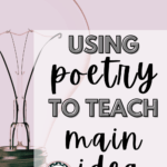 Lightbulb under text that reads: 10 Memorable Poems for Teaching Main Idea #mooreenglish @moore-english.com