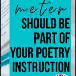 Blue Poetry Book on a White Bedsheet Beside Black Text About Teaching Poetic Meter
