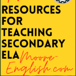 Yellow background beside red apples with black text about educational free resources