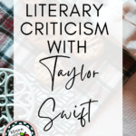 A plaid blanket appears under text that reads Teaching Literary Criticism with Taylor Swift @moore-english.com #mooreenglish