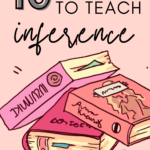 A stack of rose-colored books under text that reads: 10 Interesting Poems for Helping Students Master Inference #mooreenglish @moore-english.com