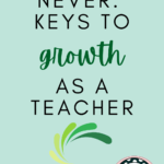 Illustration of a green swirl under text that reads: Never Say Never: My Growth as a Teacher
