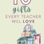 An illustration of holiday packages appears under text that reads: 10 Essential Gifts for the Teacher in Your Life #mooreenglish @moore-english.com