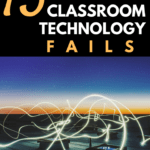 A rooftop with wavering lines of electrical light in front of a setting sun. Under white and yellow lettering that reads: 13 Activities for When Classroom Technology Fails