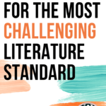 Teal and orange finger paint on a white background beside black and orange text that says: How to Plan for the Most Challenging Literature Standard
