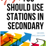 Overlapping red, green, blue, yellow, and white arrows point diagonally upward and right under text that says Yes! You should use stations in Secondary