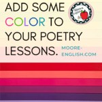 Rainbow colored striped under blac lettering that reads Creative Lessons for Teachers that Hate Poetry