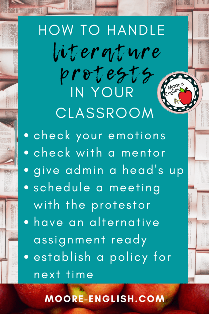 Books open underneath text that reads: How to Handle Literature Protests in Your Classroom