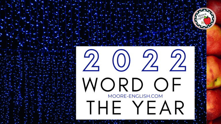 Blue lights appear on a black background under text that reads: My 2022 Word of the Year: Water