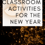 Golden lights on a black background appear under text that reads: 5 Activities to Ring in the New Year with Your Students