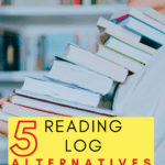 A woman holds a teetering stack of books. This image appears under text that reads: 5 Ways to Hold Students Accountable for Independent Reading