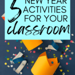 Confetti and party hats appear beside text that reads: 5 Activities to Ring in the New Year with Your Students