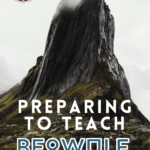 A cliff reaches into the fog. This image appears under text that reads: How to Make Beowulf Meaningful and Relevant / Moore English