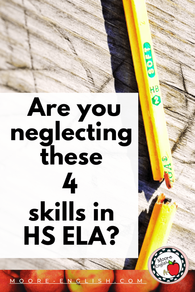 A broken pencil appears under text that reads: Are You Neglecting These 4 Skills in High School English?