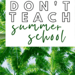 Palm leaves appear under text that reads: Why I Don't Teach Summer School