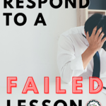 A man in a white dress shirt and tie holds his head in his hands This image appears under text that reads: How to Successfully Respond to a Failed Lesson