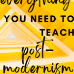 Modern architecture appears under text that reads: 8 Poems for Introducing Post-Modernism in High School ELA