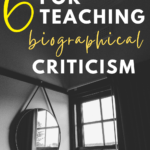 A circular mirror appears on the wall. This image appears below text that reads: 5 Texts for Introducing Biographical Criticism