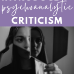 A woman holding mirrors that reflect a different version of herself appears under text that reads: 13 Texts for Introducing Psychoanalytical Criticism in High School ELA