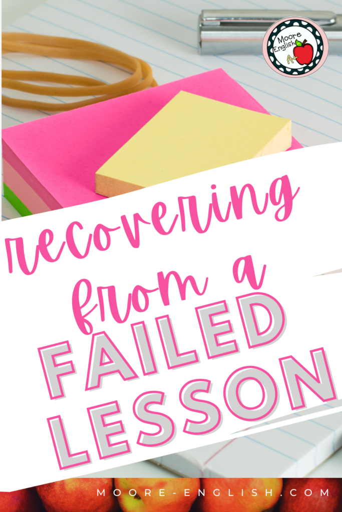 A stack of sticky notes appears under text that reads: How to Successfully Respond to a Failed Lesson