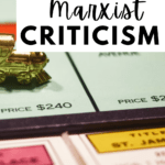 A Monopoly board appears under text that reads: 10 Titles to Teach Marxist Criticism