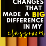 Multicolored paper appears under text that reads: 8 Little Changes that Transformed My Classroom