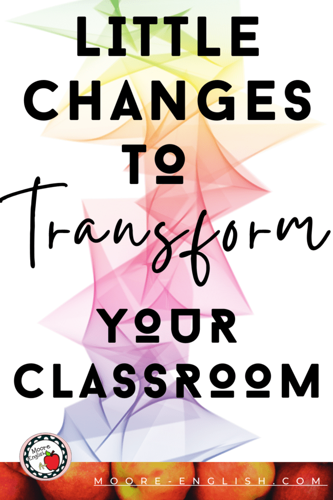 A geometric rainbow design appears under text that reads: 8 Little Changes that Transformed My Classroom