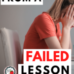 A woman with a red shirt and blonde ponytail holds her head in her hands. This image appears under text that reads: How to Successfully Respond to a Failed Lesson