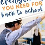 Young people sit in a classroom with their hands raised. This image appears under text that reads: Everything You Need to Prepare for Back to School