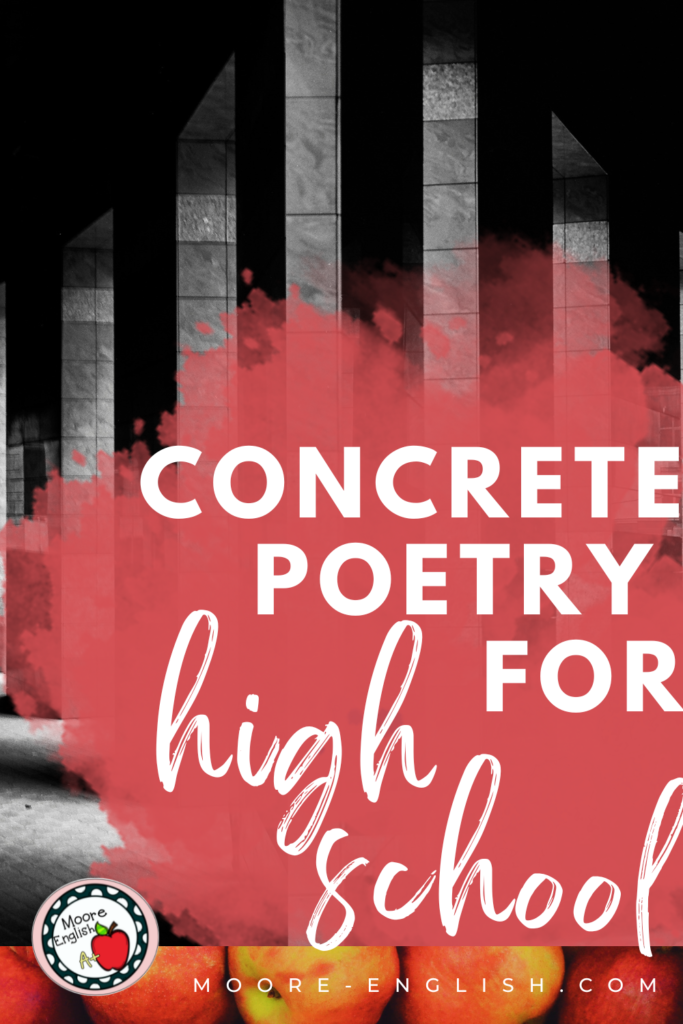 Concrete pillars appear behind text that reads: Yes, You Can Use Concrete Poetry In High School