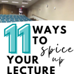 Rows of seats in an auditorium appear under text that reads: 11 Easy Ways to Make Your Lecture More Engaging