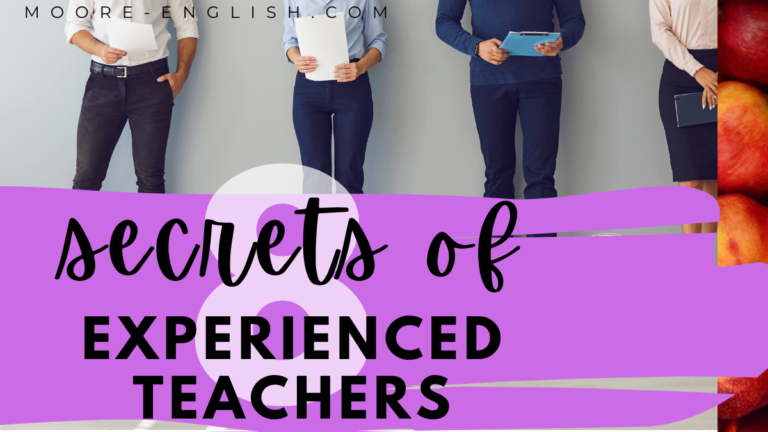 Young folx in professional clothing lean against a wall. This appears under text that reads: 8 Secrets Of Experienced Teachers