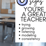 A blurry classroom is behind text that reads: 6 Unexpected and Subtle Signs You're a Great Teacher