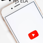 An iPhone screen is shown loading YouTube. this image appears under text that reads: 21 Best YouTube Videos fro Secondary ELA @moore-english.com #mooreenglish