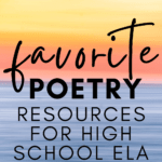 An image of the blue ocean leading up the orange horizon appears under text that reads: The Best Resources for Teaching Poetry in High School ELA