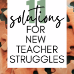Wooden puzzle pieces appear under text that reads: Multicolored puzzle pieces appear under text that reads: 11 Solutions for New Teacher Struggles #mooreenglish