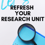 A magnifying glass appears beside text that reads: 8 Fresh, Fun Ways to Teach Research Skills