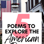 A gray house with an American flag appears behind text that reads: 5 Powerful Poems for Exploring the American Dream