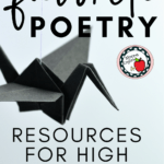 An origami swan appears under text that reads: The Best Resources for Teaching Poetry in High School ELA