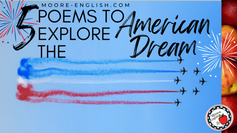 Airplanes with red, white, and blue contrails appear under text that reads: 5 Powerful Poems for Exploring the American Dream